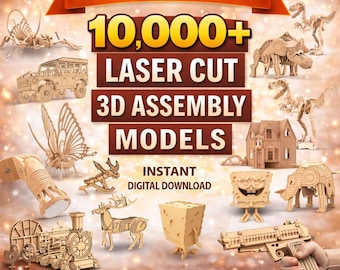 Ultimate 3D Laser Cut Models Bundle: 10,000+ Designs Featuring Animals, Vehicles, Houses, & Creative Objects for Your Projects!