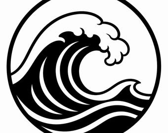 Ocean Wave Icon SVG, PNG: beach surf silhouette, coastal summer decor, Cricut Silhouettes Cut File, Instant Download
