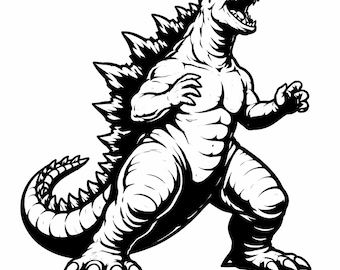 サンプル：咆哮する怪獣モンスターSVG、巨大爬虫類カットファイル、大胆なクリーチャーPNG（Cricutレーザー彫刻用）、壮大なウォールアート（デジタルダウンロード）