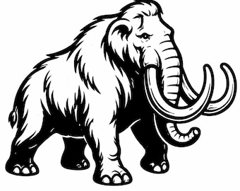 マンモスのSVGファイル、先史時代の動物のカットファイル、Cricutレーザー彫刻用の大胆な氷河期PNGファイル、素朴な冒険（デジタルダウンロード）