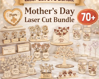Muttertag Laser Cut Bundle, Mama Blumenschild SVG, Stammbaum Mama Geschenk, personalisierte Mama Zeichendateien, herzliche Mutter Geschenk Designs
