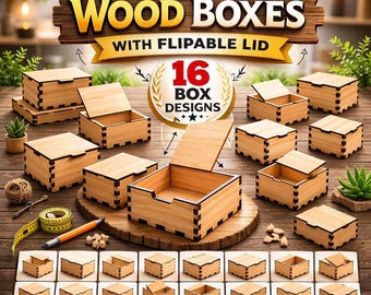 Laser Cut Wood Box SVG Bundle, decorative keepsake box files for Glowforge Cricut, heartfelt gift storage designs for modern makers