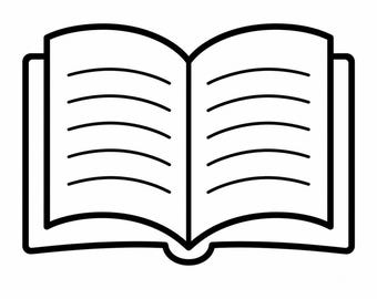 Open Book Icon SVG, PNG: reading outline, teacher library decor, Cricut Silhouettes Cut File, Instant Download