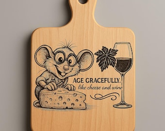 Funny Mouse Cheese Wine Engraving File | Laser Cut SVG (Digital Download)