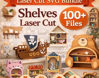 Kinder Wandregal Laser Cut Bundle, Tierregal SVG, Sportregal CNC-Dateien, Kinderzimmer Wandregal Laser Cut, Spielzimmer Dekor Regal Dateien