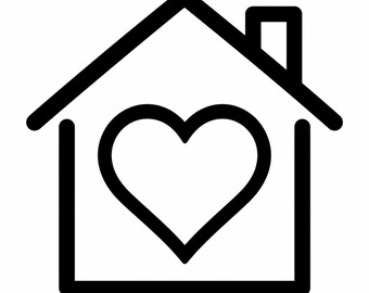 Home Heart Icon SVG, PNG: family house outline, realtor decor gift, Cricut Silhouettes Cut File, Instant Download