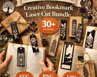 Creative Bookmark SVG Bundle, Laser Cut Bookmark PNG, Cricut Bookmark Designs for Readers, Teacher Gift, Handmade Book Lover Set