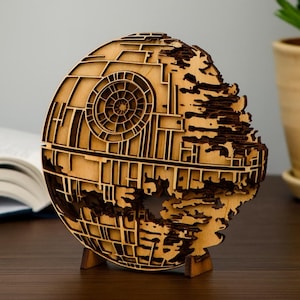Multilayer Laser Cut Death Star Wars svg DXF CDR AI 3D Wall Art Glowforge cnc Laser Cut Files Bestes Geschenk für Star Wars Fans Home Decor