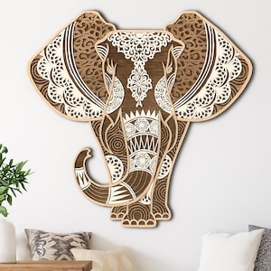 Multi Layer Elefant Mandala SVG für Cricut & Laser 3D Wand Kunst Cut Files Bestes Geschenk für Home Decor Mandala Art Enthusiasten