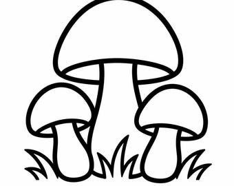 Mushroom Icon SVG, PNG: forest fungi outline, cottagecore nature decor, Cricut Silhouettes Cut File, Instant Download