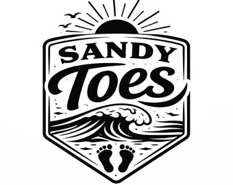 Sandy Toes SVG, Beach Badge Wave PNG, Happy Summer Vacation Cut File for Coastal Lovers (Digital Download)