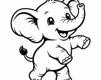 かわいい赤ちゃんゾウのSVG、愛らしい保育園の動物カットファイル、Cricutレーザー彫刻用の愛らしいサファリPNG、心温まる装飾（デジタルダウンロード）