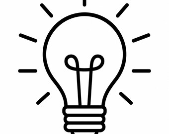 Light Bulb Icon SVG, PNG: idea outline, teacher classroom decor, Cricut Silhouettes Cut File, Instant Download