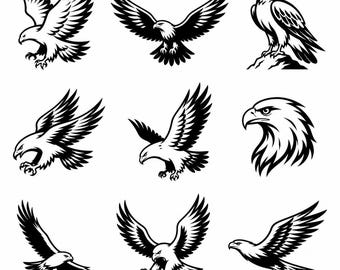 Eagle SVG, PNG: Flying Eagle Bundle, Patriotic Wildlife Decal, Outdoor Craft Cut Files, Instant Download