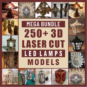 Laser Cut 3D Lamp Models Bundle | 250+ svg dxf Files for Laser & CNC | Decorative Lighting, Home Decor, DIY Projects, Instant Download