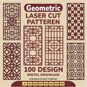 Laser Cut Geometric Panels DXF Files for Cricut Glowforge CNC Wall Art Room Divider Decorative Screen Best Gift for Home Decor Enthusiasts