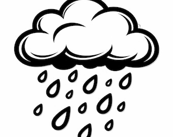 雨雲のSVG、天気アウトラインカットファイル、Cricutレーザー彫刻用のシンプルな雨の日PNG、居心地の良い自然の装飾（デジタルダウンロード）