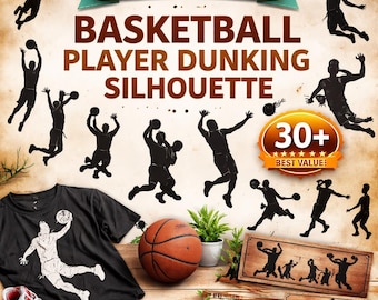 Basketball Dunk SVG, Player Silhouette PNG, Game Day Shirt Cut File, Gift for Basketball Lovers, Team Mom Cricut Design
