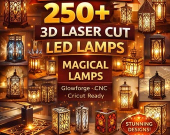 250+ 3D LED Lamp Laser Cut Files Bundle | SVG DXF Glowforge cnc Cricut | Lantern Night Light Wood Lamp Patterns Digital Download