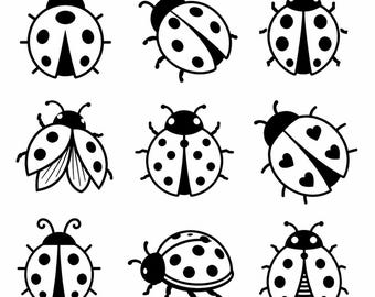 Ladybug SVG, PNG: Cute Bug Bundle, Garden Insect Decal, Kids Spring Craft Cut Files, Instant Download