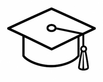 Graduation Cap Icon SVG, PNG: tassel school outline, senior class decor, Cricut Silhouettes Cut File, Instant Download
