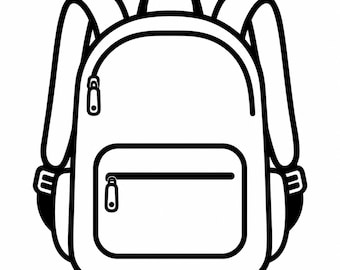 School Backpack Icon SVG, PNG: student bag outline, back to school decor, Cricut Silhouettes Cut File, Instant Download