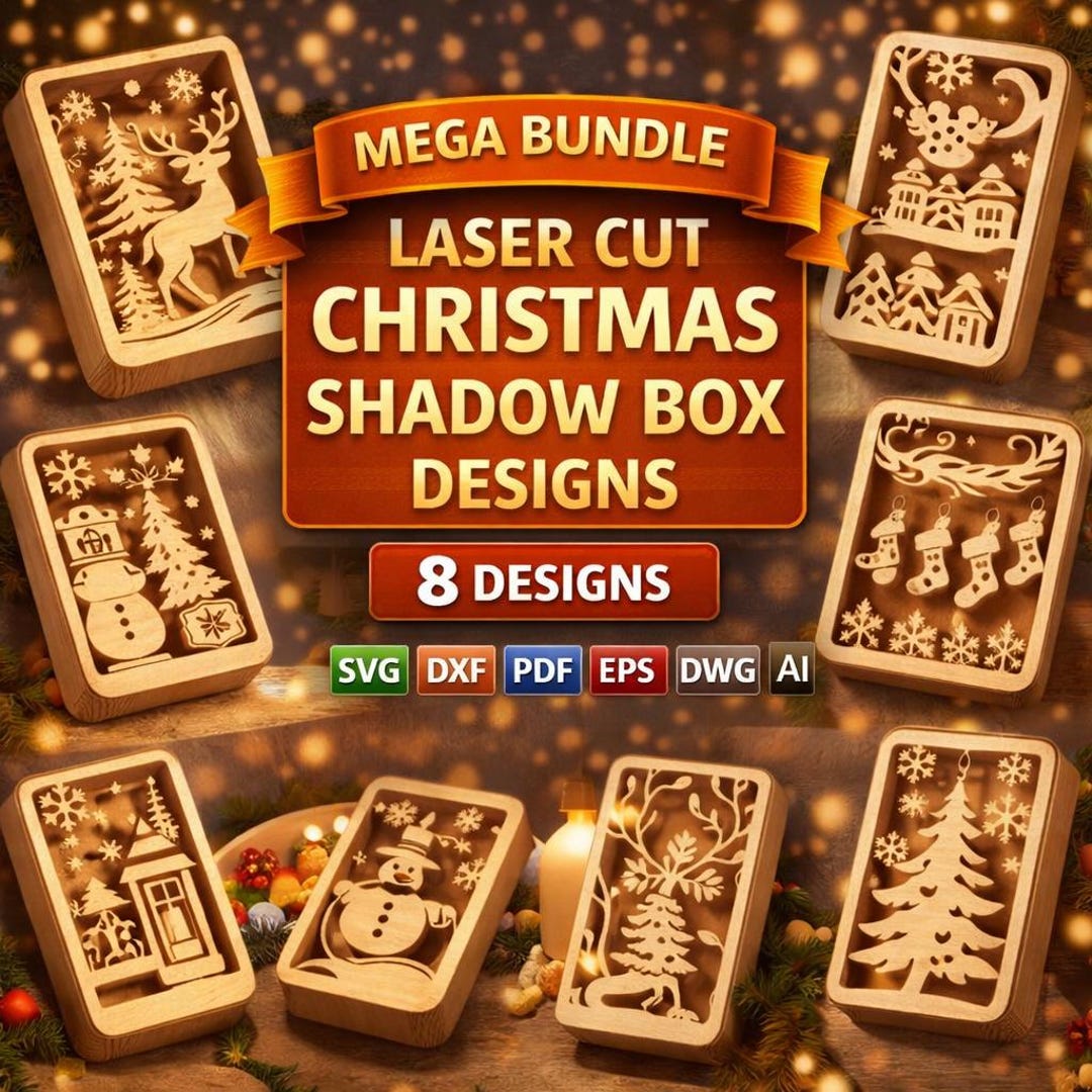 3D Wooden Gift Box SVG Bundle Laser Cut Packaging Box Glowforge Cricut ...