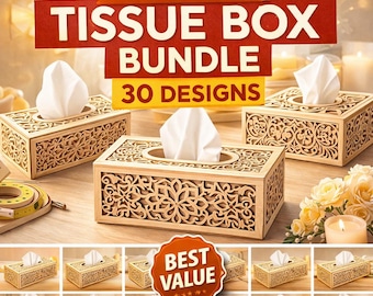 Laser geschnitten Taschentuchbox SVG Bundle | 30 Florale, geometrische Muster (Digital Download)