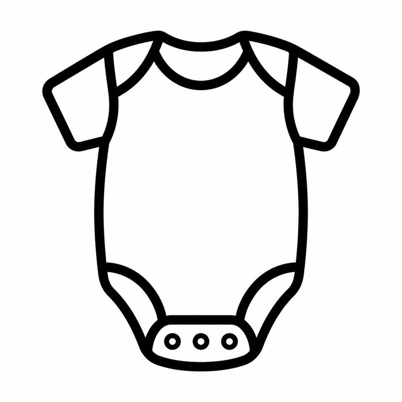Baby Onesie Icon SVG, PNG: Blank Bodysuit Outline, Newborn Shower Decor ...