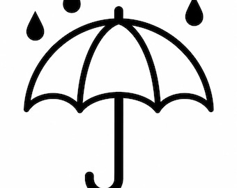 Umbrella Rain Icon SVG, PNG: rainy weather outline, spring decor, Cricut Silhouettes Cut File, Instant Download