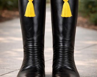 Skórzane kozaki do kolan unisex czarne oficerki ręcznie robione jeździeckie wysokie buty z frędzlami