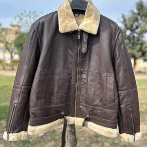 Herren Schaffell-Fliegerjacke aus Leder – Maßgeschneiderte B3 Pilotenjacke mit Pelzfutter – Vintage Pilot Style – Warmer Wintermantel