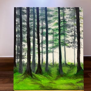 Misty Forest Acrylic Painting (Canvas Board)