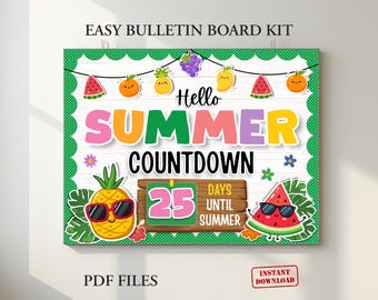 Summer Countdown Bulletin Board Kit Classroom Decor End of Year Bulletin Board Fruit Theme Classroom Display Last Day of School Printable