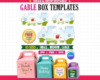Gable Box Template Bundle, Gable Box SVG, Box Template SVG, Party Favor Box, Cricut Cut Files, Silhouette Cut file