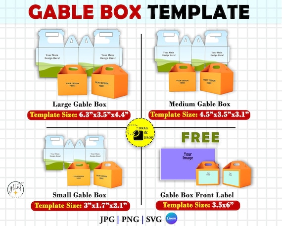 Gable Box Template Bundle, Gable Box SVG, Box Template SVG, Party Favor Box, Cricut Cut Files, Silhouette Cut file
