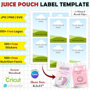 Capri Vorlage SVG, Leere Capri Sun Vorlage, Saftbeutel Etikett, Juice Label Party, Benutzerdefiniertes Capri Label, Geburtstagsfeierbevorzugung, Canva Bearbeitbar