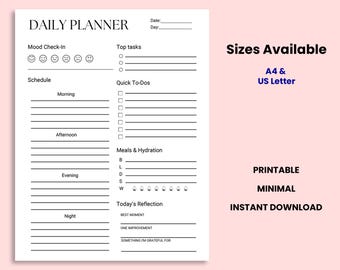 ADHD Planner Printable Set – Daily • Weekly • Monthly | FREE Brain Dump + Pomodoro Planner | Instant Download (A4 + US Letter Sizes)