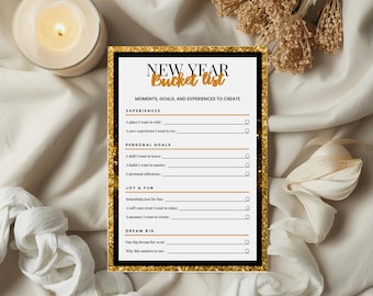 2026 Neujahr Printables | Jahresrückblick, Neujahrsvorsatz & Bucket List | Minimale 13x18 Seiten