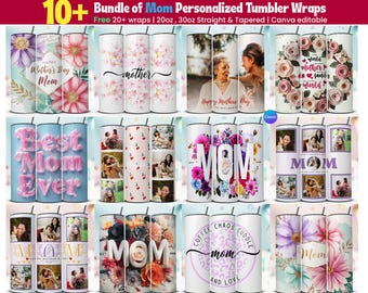 10+ Mother's Day Tumbler Wrap Bundle, Mom Life Tumbler, Love Mom Wrap, 20oz Sublimation Designs, Mother's Day, Floral Mom Tumbler PNG