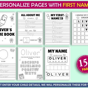May include: A children's name book, personalised with the name "Oliver", with various activities such as letter tracing and spelling. The cover reads "Oliver's Name Book" and includes a pencil illustration. The book has over 15 pages.