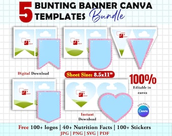 Scallop banner SVG, 2 Layers, Bunting svg, Bunting flag clipart, Bunting Printable, Birthday bunting, Garland svg, Laser cut file, PNG