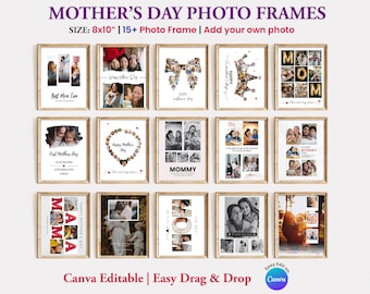 Personalized Mother’s Day Gift for Mom – Custom Photo Collage Wear Heart On Sleeve Canva Template Best Mom ever Canva Template