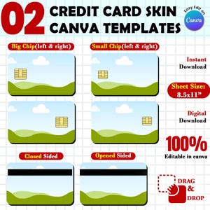 Credit Card Skin Template Canva, Credit Card Sticker, Debit credit card template svg,Card cover svg for cricut, Canva drag and drop Template
