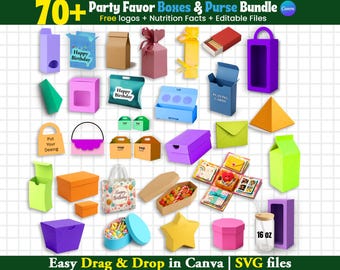 70+ Mega Box Bundle, Box Svg, Gift Box Template, Box Template Svg, Cricut Cut File, Silhouette File, Party Favor Box, Cameo Cut File