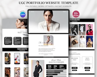 UGC Website Template Canva | UGC Portfolio | Content Creator Website | Influencer Portfolio | Canva Website Template | Personal Brand