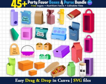 45+ Mega Box Bundle, Box Svg, Gift Box Template, Box Template Svg, Cricut Cut File, Silhouette File, Party Favor Box, Cameo Cut File