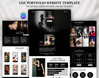 UGC Website Template Canva | UGC Portfolio | Content Creator Website | Influencer Portfolio | Canva Website Template | Personal Brand