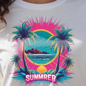 Beach Sunset PNG: Summer Palm Trees & Hibiscus Flowers (Digital Download, 14&quot;x14&quot;)