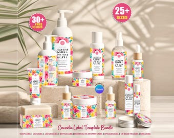 Editable Cosmetic Label Templates, Stylish Cosmetic Product Label Template, Custom Body Product Label, Custom Body Product Label, Jar Labels
